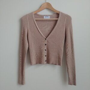 Old Navy soft little ribbed cardigan sweater top camel brown stretch XS